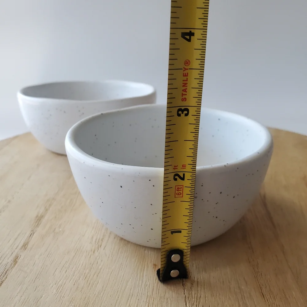 NEW Threshold Minimalist Speckled Organic Shape Oval Round Small Dipping Bowls